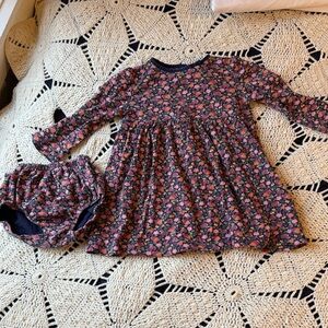 3T Gymboree Floral Cotton dress W matching undergarment - Navy and Pink